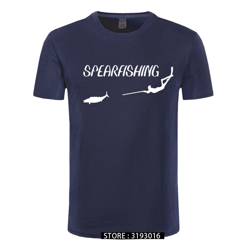 Sperfishing Freediving Spearfish Print T-shirt Men O-Neck T-shirt Short Sleeve Shirt Casual Tshirt Tee Tops