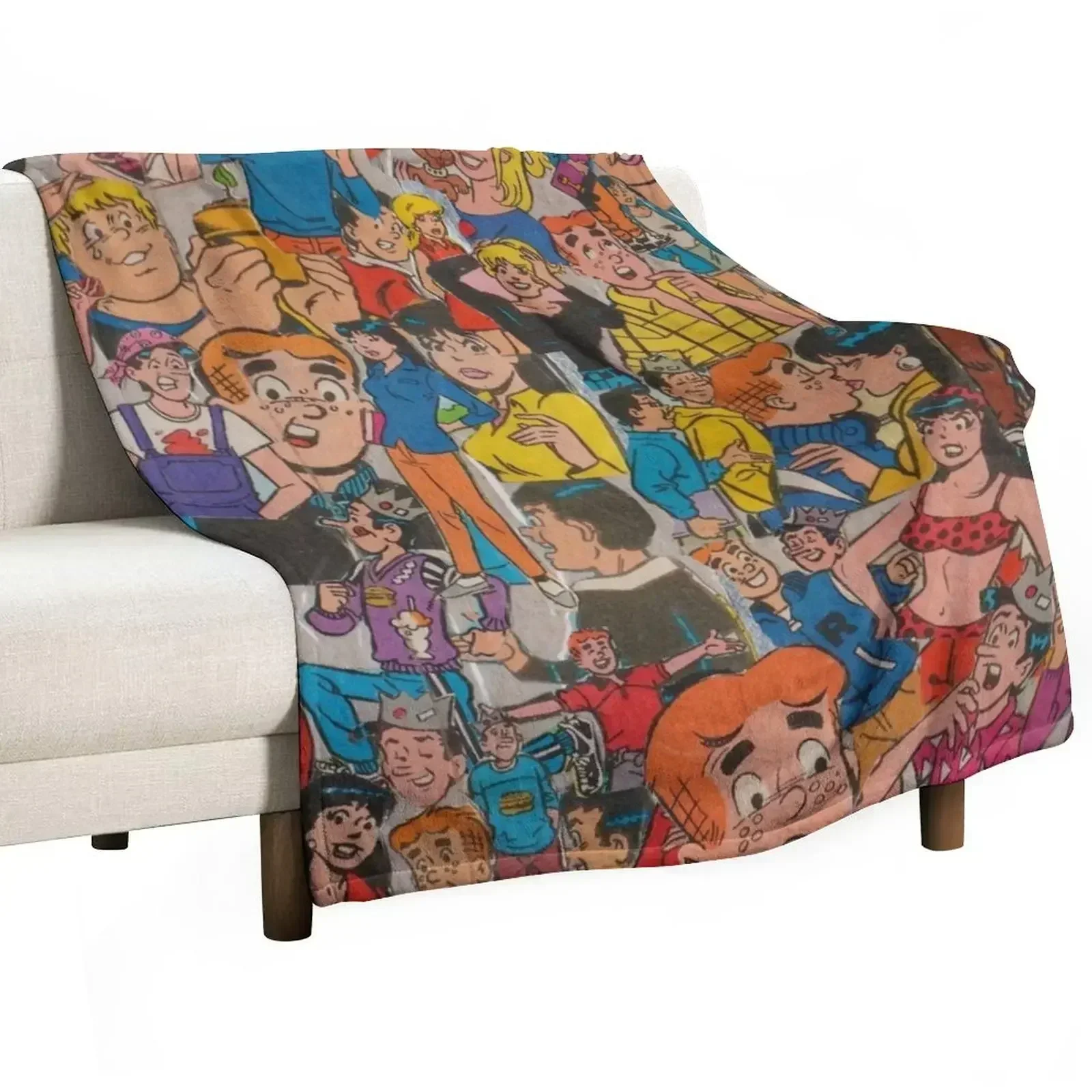 Archie Comics Collage Throw Blanket Blankets For Sofas manga Luxury Throw Bed covers Luxury St decorative Blankets