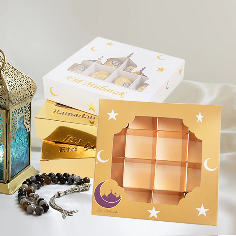 1/5Pcs Ramadan Mubarak Candy Cake Box Bag Chocolate Gift Packaging Favors EID Mubarak Decorations 2026 Islam Muslim Party Supply