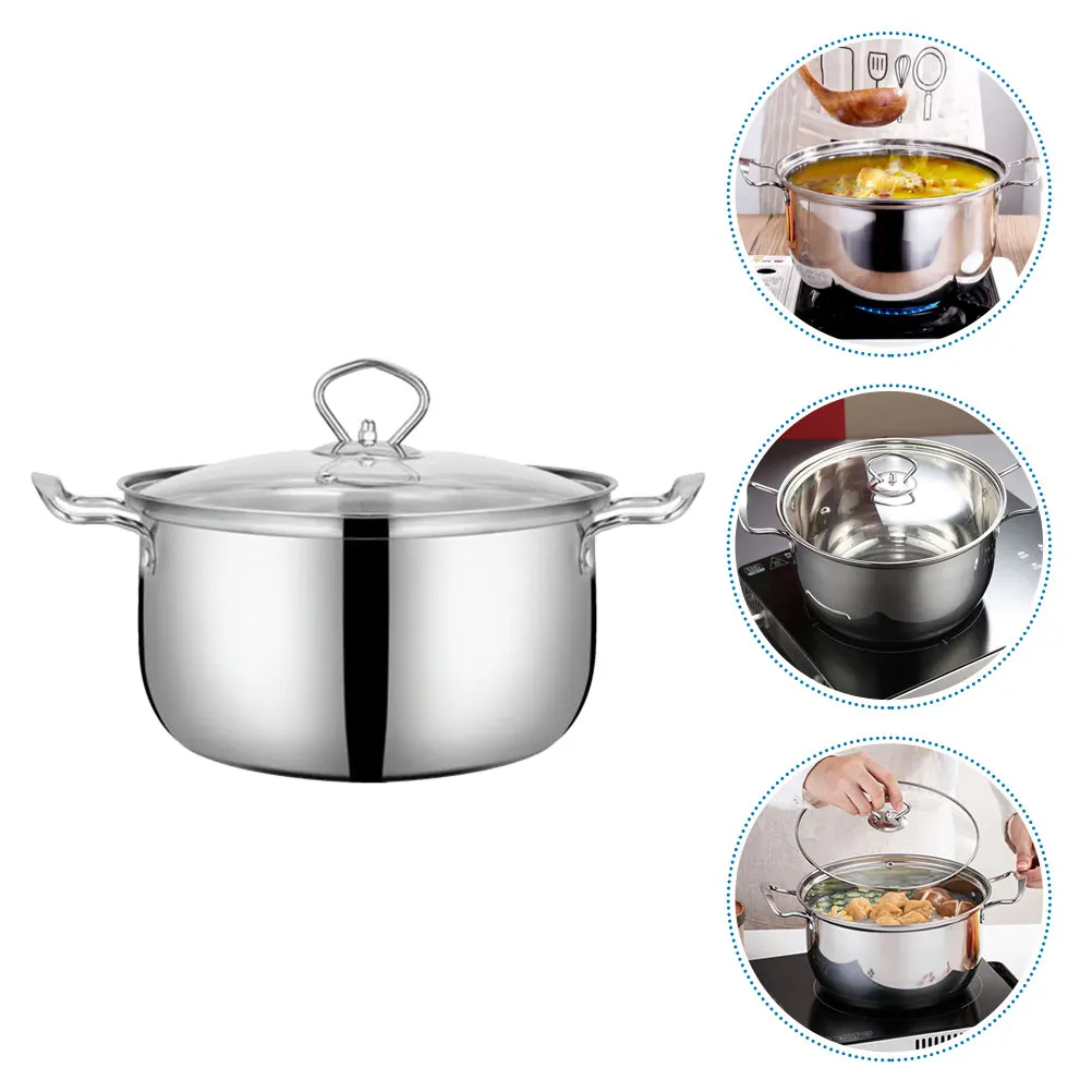 Stainless Steel Pot Kitchen Food Cooking Pot Milk Heating Pot Nonstick Saucepan with Lid Multi-function Kitchen Cooking Pot