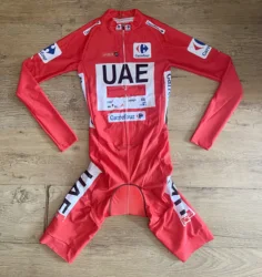 LASER CUT Skinsuit 2024 UAE TEAM VUELTA Bodysuit LONG SLEEVE Cycling Jersey Bike Bicycle Clothing Maillot Ropa Ciclismo