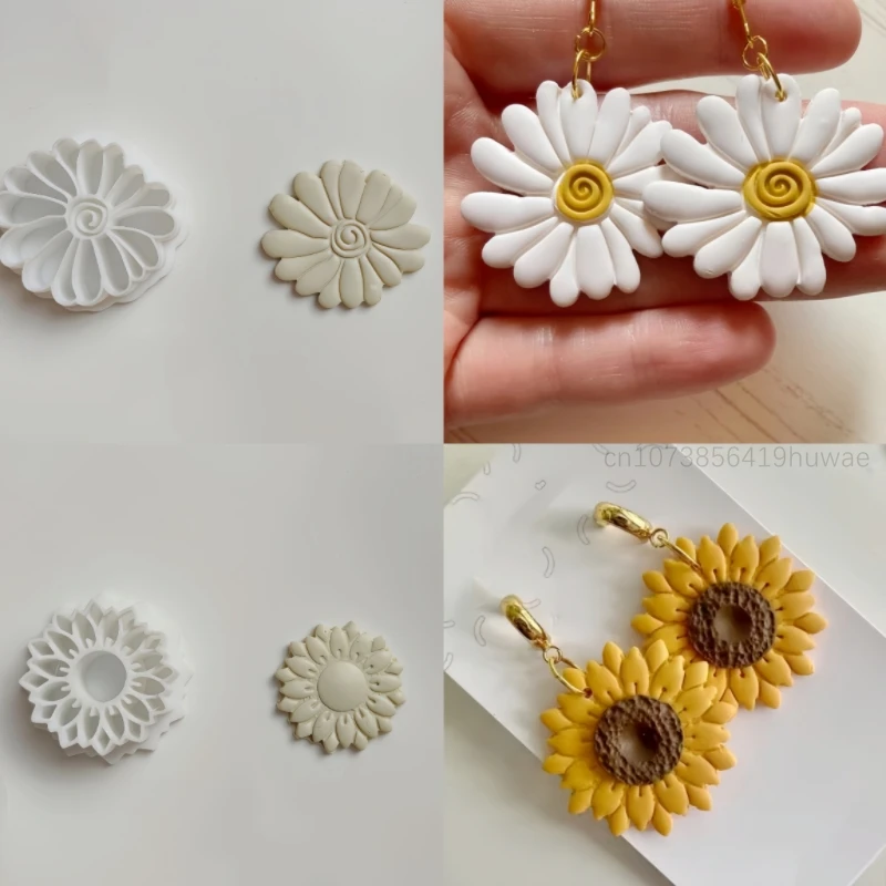 Cortador de arcilla polimérica de margaritas y girasoles, molde de cerámica suave de 0,4mm para cortar pendientes, joyería, colgante, herramientas