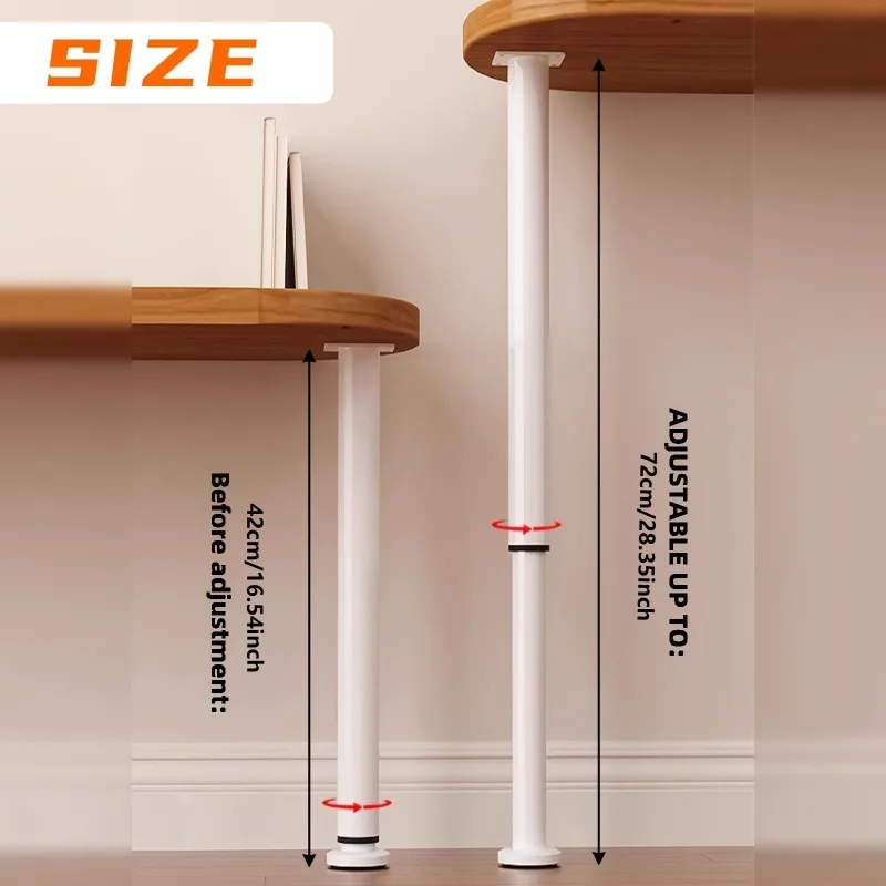[ Metal Furniture Table Leg] 1pc Adjustable Metal Table Legs, White 72-110cm, Cylindrical Furniture Legs for DIY Projects