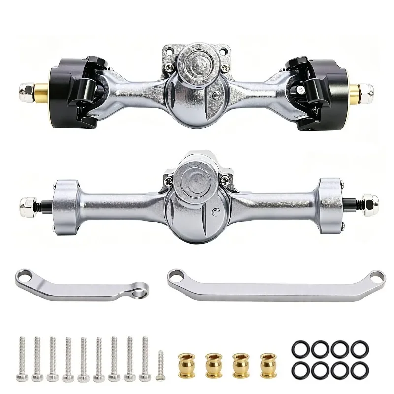 For Axial SCX30 Aluminum Front Rear Axles Set Assembly with Brass Steering Knuckles Steering Link 1/30 RC Crawler Upgrade
