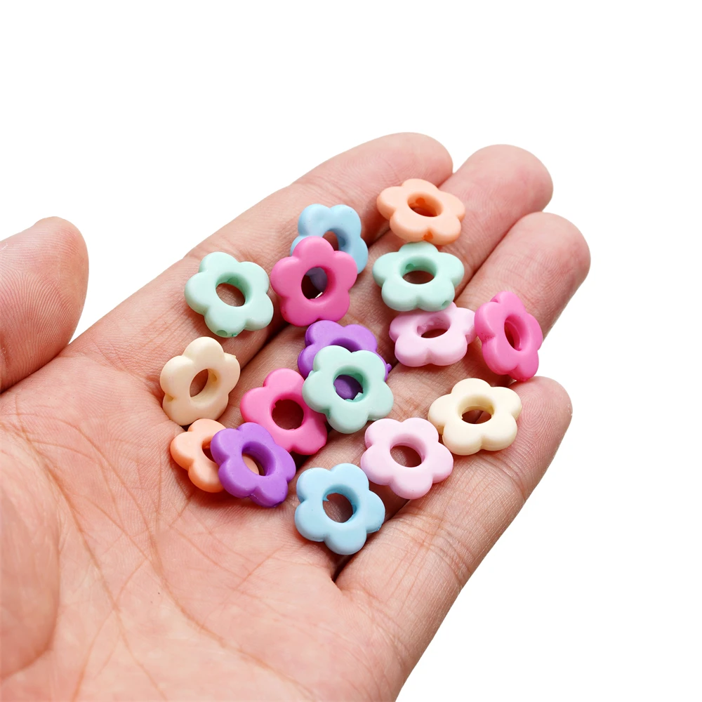 50pcs/Lot Multicolor Acrylic Hollow Flower Beads Loose Bead Spacer Connectors DIY for Jewelry Making Bracelet Earrings Crafts