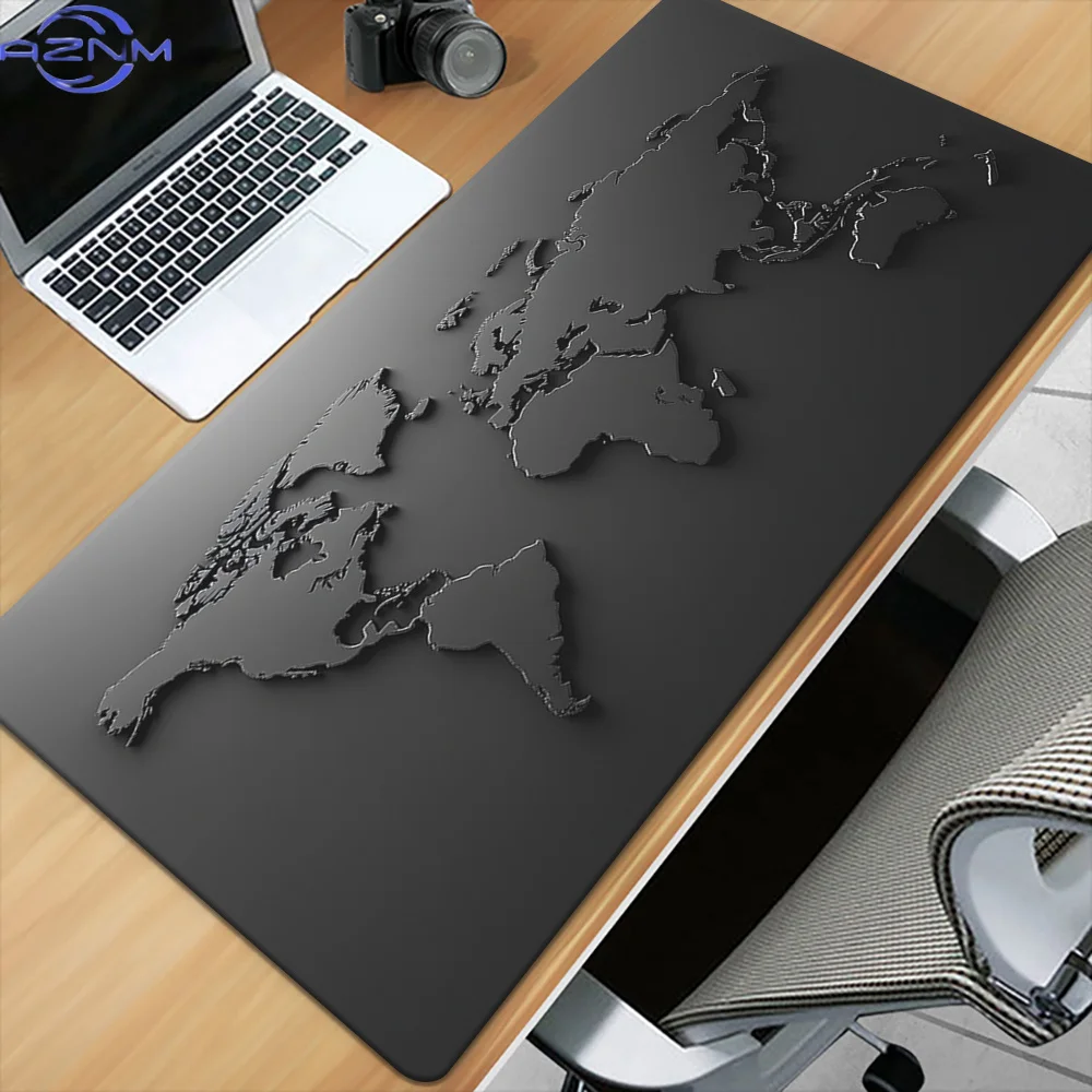 Black and Gray Gradient Map Design Mouse Pad Desk Mat Stitched Edge Durable Non-Slip Gaming Pads Tapis Souris Meshat Le'echbar M