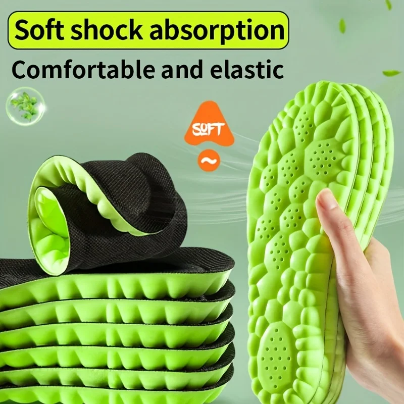 

1pair 4D Orthopedic Sport Insoles Soft Breathable High-elasticity Shock Absorption Running Shoe Pad For Men Women Latex Massage