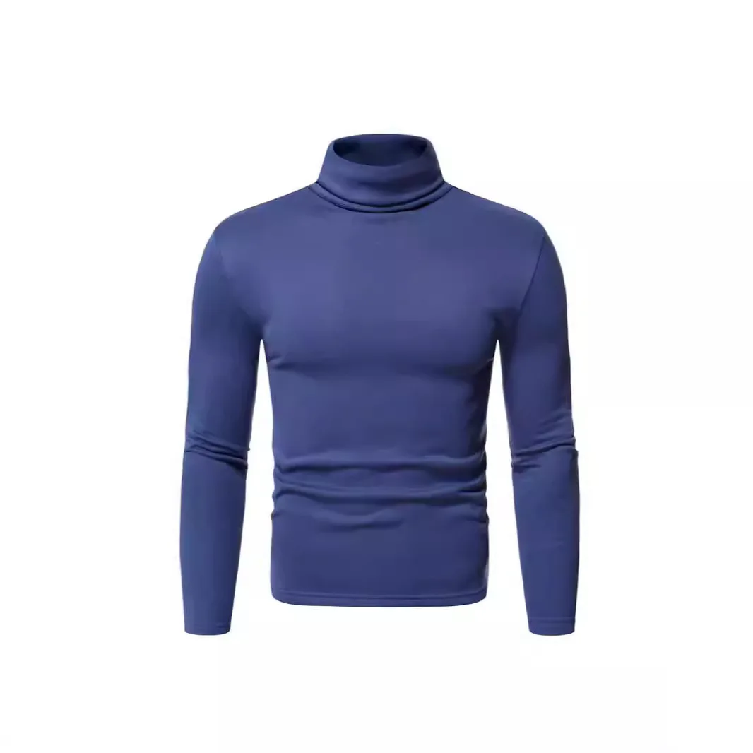 Autumn And Winter Men's Velvet Turtleneck T-shirt Men's Solid Color Bottoming Shirt Casual Long-sleeved T-shirt Men's