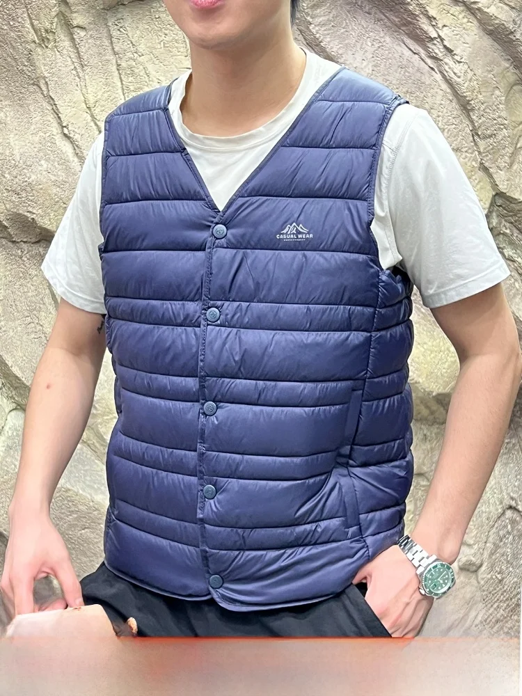 

Середина в подарок! Мужской хлопковый жилет с V-образным вырезом для тепла, дышащая внутренняя одежда, осень-зима, подходит на одной пуговице