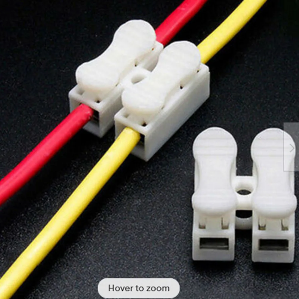 10pcs CH2 Quick Splice Lock Wire Connectors 2Pins Electrical Cable Terminals White 220v For Easy Safe Splicing Into Wires