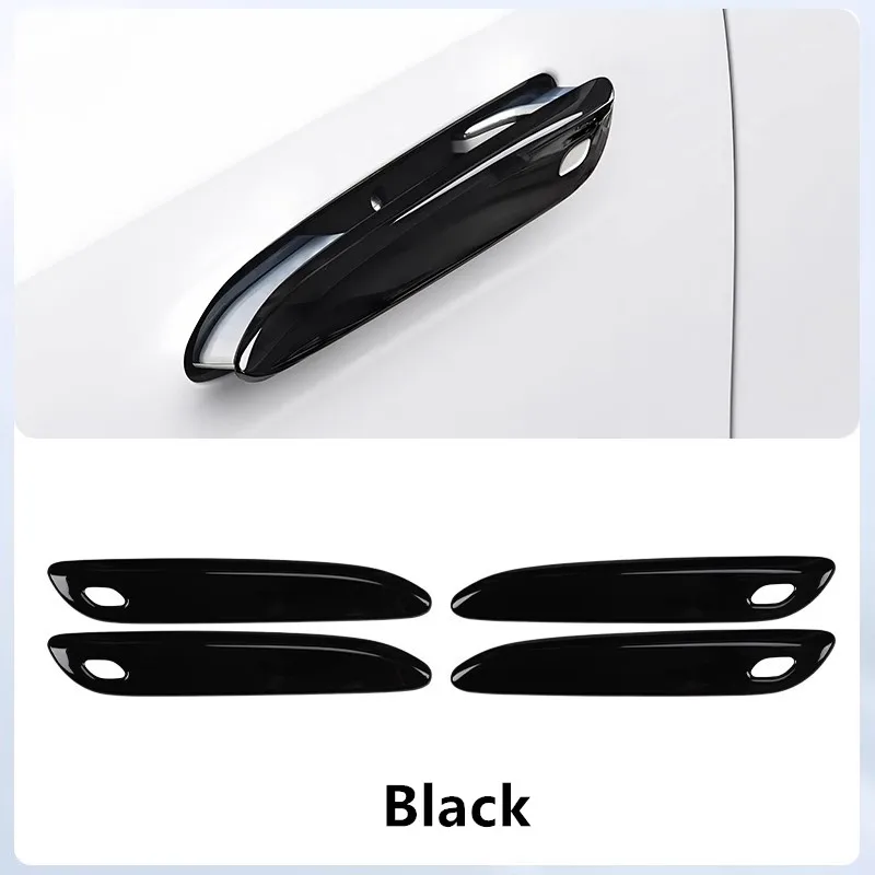 4pcs Car Exterior Door Handle Cover Trim Cap Set Carbon Fiber Texture ABS plastic Fit for Mercedes Benz E Class W214 2024-2025