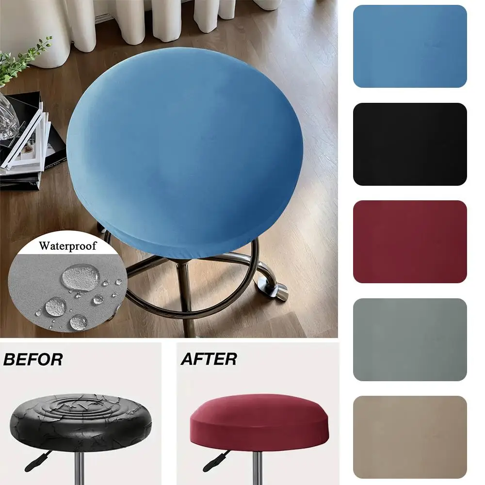 Waterproof Round Stool Cover Slipcovers Stool Case Stool Protector Case Stretch Chair Cover Elastic Fundas Para Sillas Home
