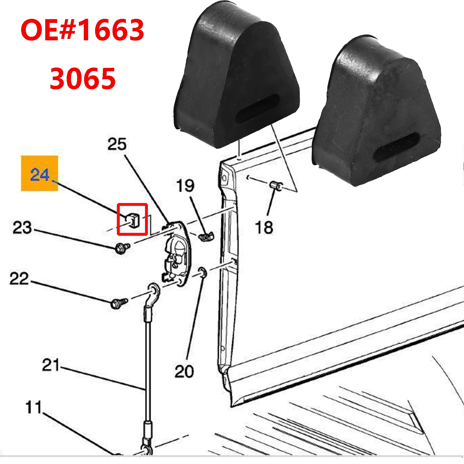 2Pcs Tailgate Latch Rubber Stop Bumper End Gate Supports Left Right For Chevrolet Silverado GMC Sierra 1500 2500 3500 16633065