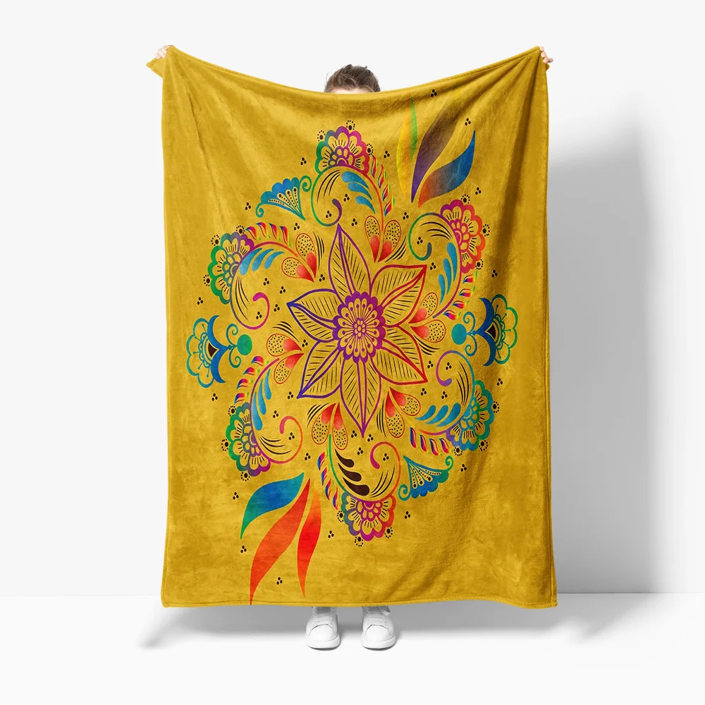 

Одеяло из искусственного меха с цветочным принтом пейсли и мандалы, диван-кровать, декоративное одеяло для гостиной