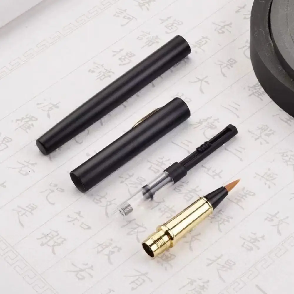 

3 PCS Durable Fountain Pen Type Calligraphy Brushes Soft Hair Writing Calligraphy Pen Metal Business Practice Brush School