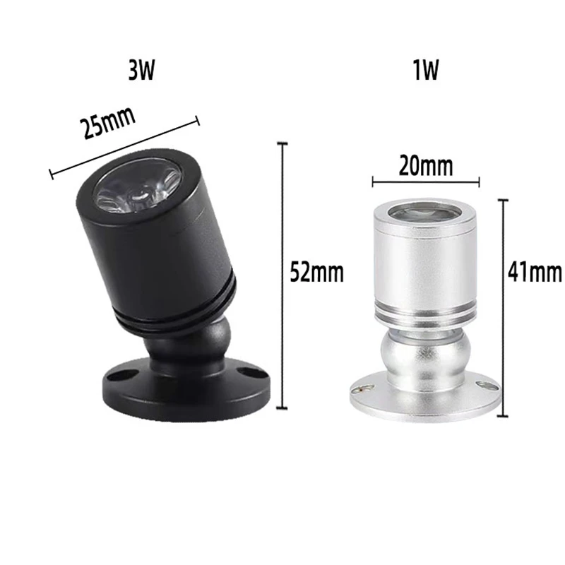 USB DC5V Mini LED Spotlight 3W Adjustable Jewelry Cabinet Showcase Counter Lamp Surface Mounted Ceiling Spot Light With Switch