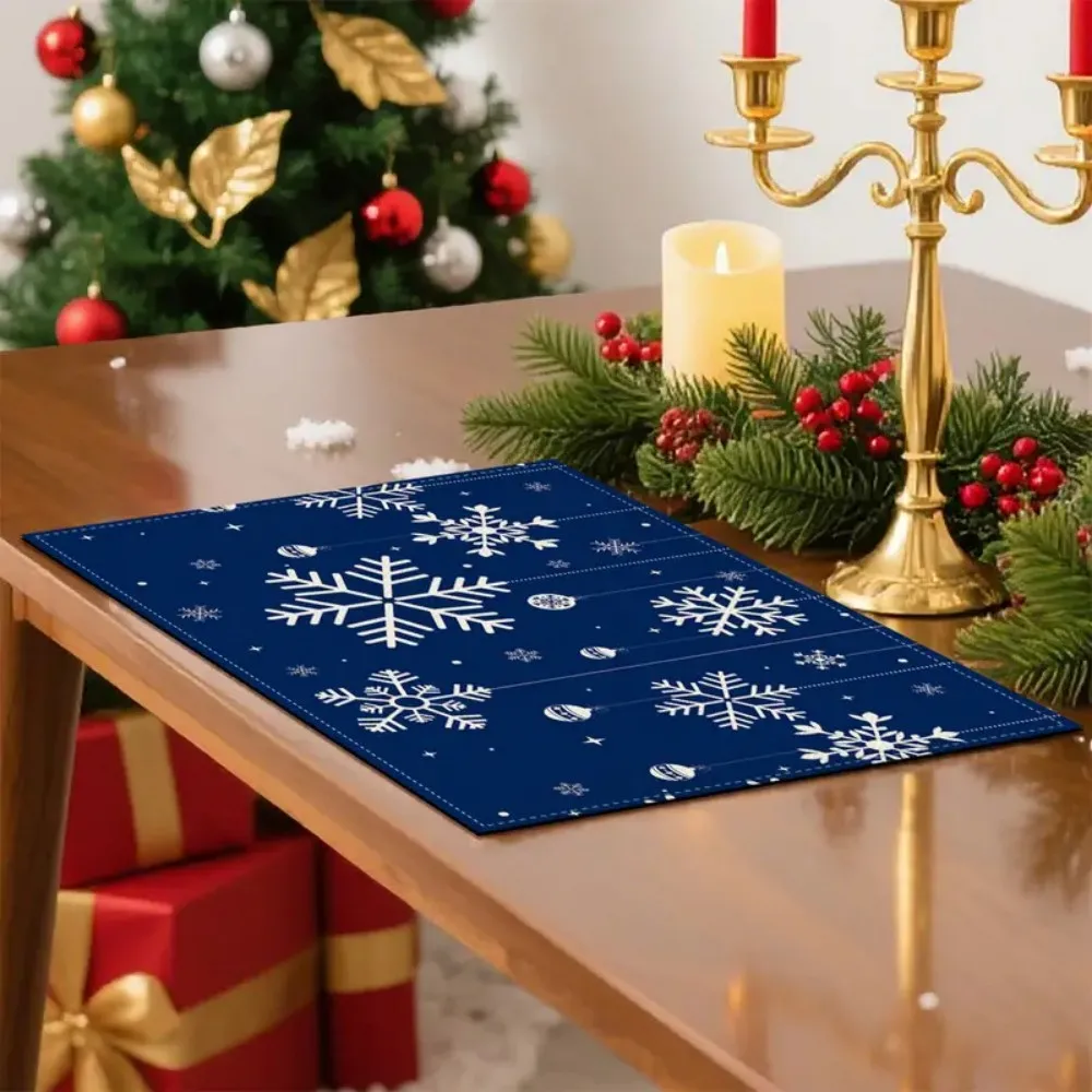 VIKAMA Christmas - Mantel Individual de lino temático con función resistente a la suciedad, adecuado para decoración de cocina, restaurante y fiestas