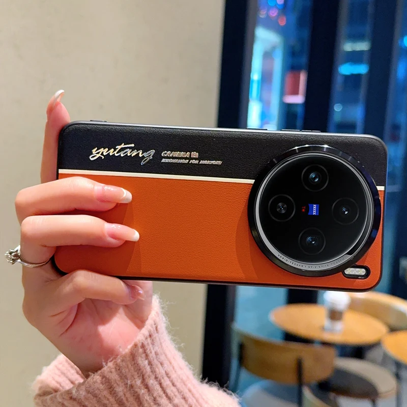 Para vivo x100 x100s x100s pro x100 pro couro galvanizado fluorescente cor-bloco anti-impressão digital anti-queda caso de telefone