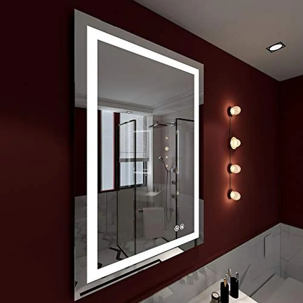 Specchio da bagno a LED dimmerabile interruttore tattile antiappannamento e memoria 6500K risparmio energetico facile installazione lumen alti