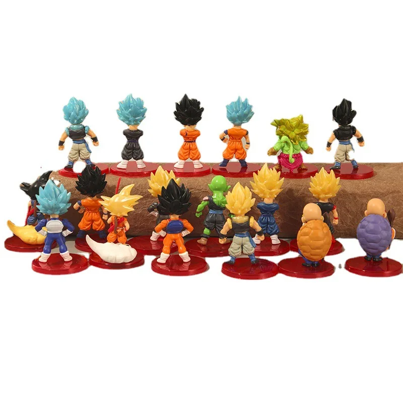 Anime Dragon Ball Super Saiyan Son Goku Action Figure Model Geschenken Collectible Beeldjes voor Kinderen 7-9 cm 18 Stuks In Een Set