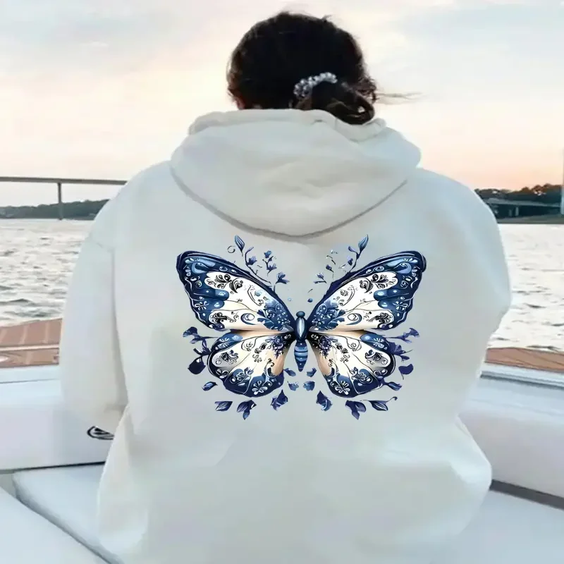 

Womens Back Print Hoodie Pullover Sweatshirt Cozy Fall Winter Streetwear Casual Outfit Everyday Events Easy Care Daily Wear