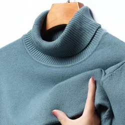 2025 New In Turtleneck Sweater Casual Men's Rollneck Knitted Sweater Keep Warm Men Jumper Woolen  Sweater