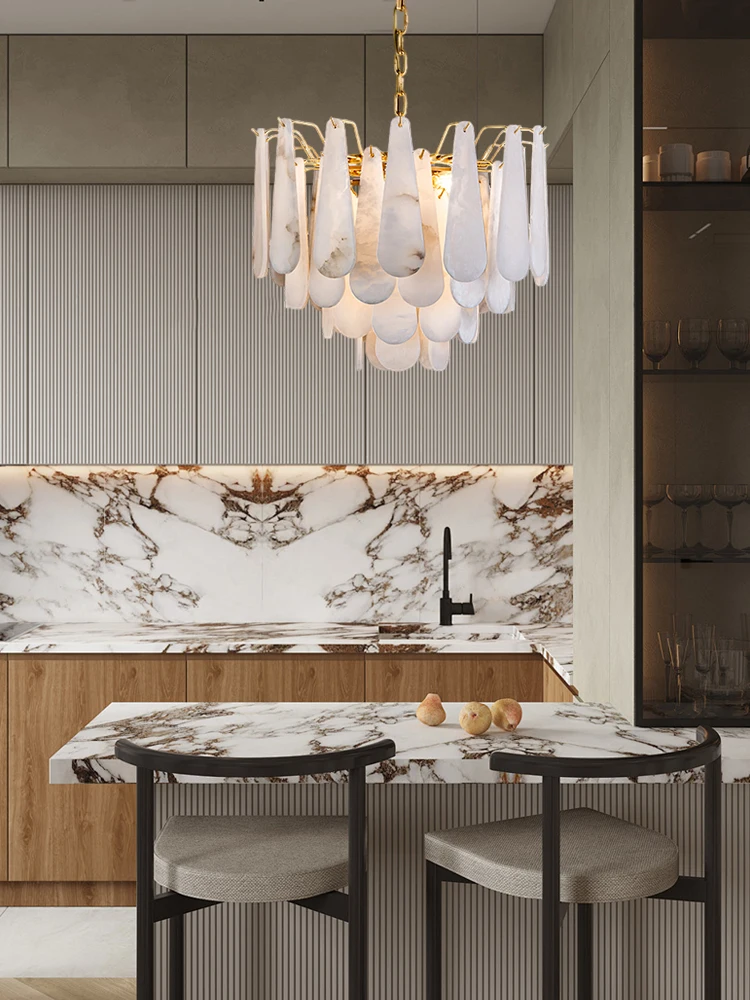 

Marble Era Dimmable LED 2025 Chandelier Lighting Hanging Lamp Lustre Alabaster Suspension Luminaire Lampen For Living Room