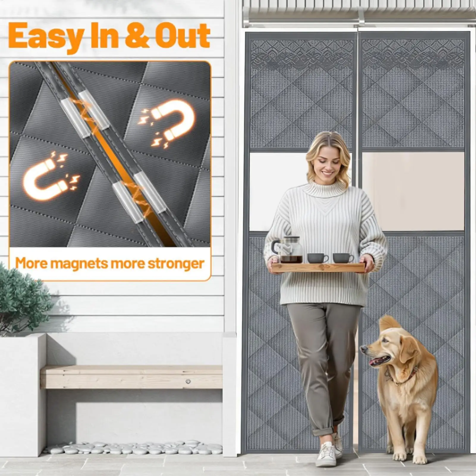 Thermal Door Cover For Winter Magnetic Thicken Screen With Clear Window Weatherproof Front Door Cover For Winter Home Entrance