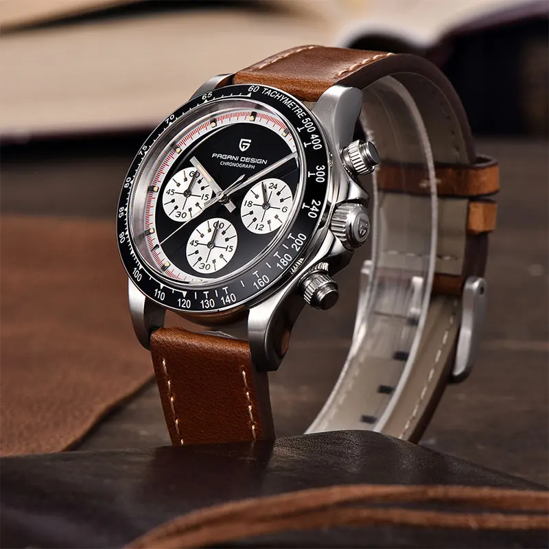 PAGANI DESIGN 40MM Classic Watch for Men Luxury Sapphire Glass Multi-function Waterproof Chronograph VK63 Quartz Men Wristwatch