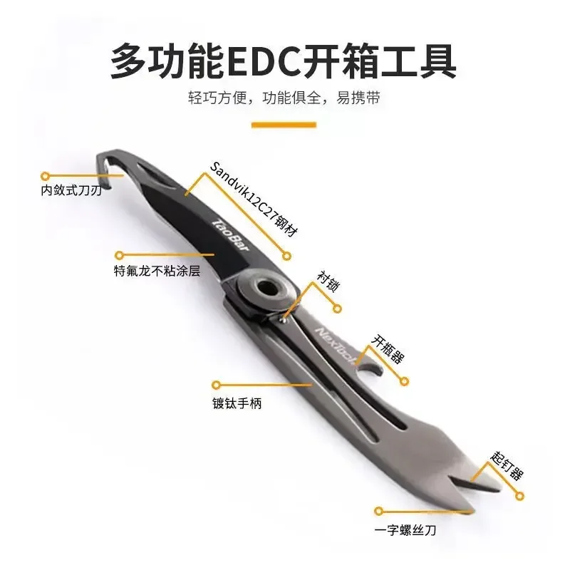 Imagem -04 - Nextool-multi-function Edc Box Opener And Cutter Mini Faca de Resgate Key Sized Multi-ferramenta Ferramentas Criativas