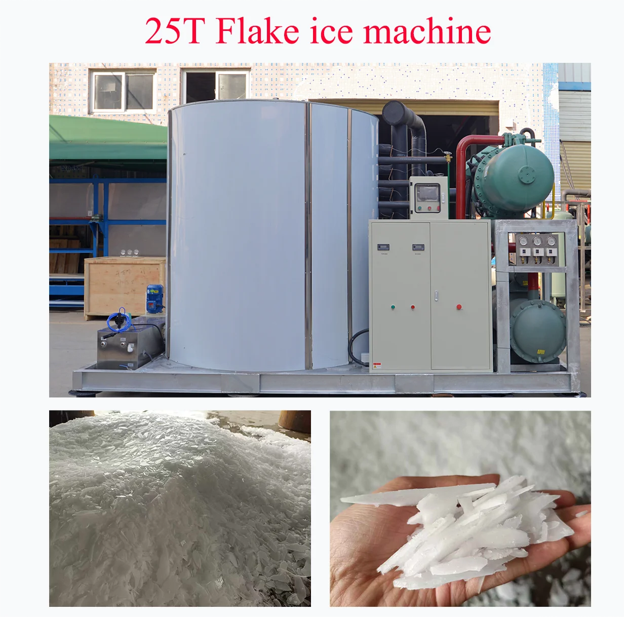 COLDPRO Industrial Flake Ice Making Machine Best Price 5T 20T 30T 50T Evaporator For Fish With Engine Pump Motor Core Components