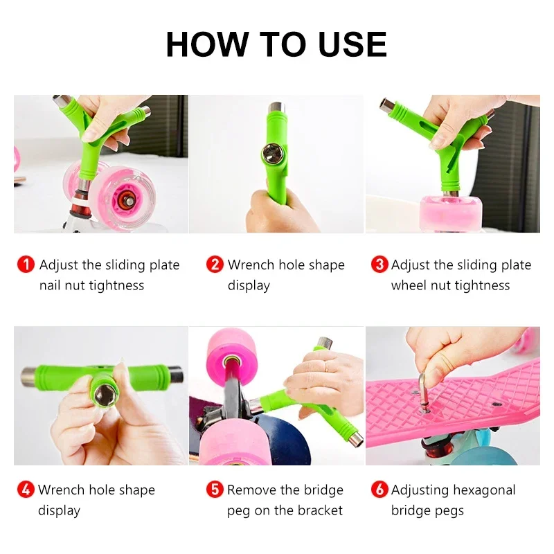 Outils de planche à roulettes multifonctions, Type T, outils de planche à roulettes, Mini jeu de clés en L, Kit d'outils de réglage à assembler