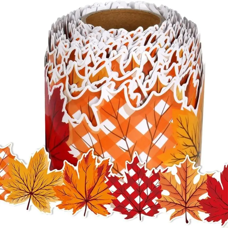 

Y5LB 32.8ft Leaf Bulletin Board Border Sticker for Classroom Holiday Decoration