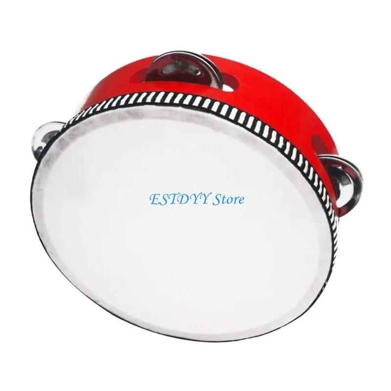 

G6DE Tambourine Hand Held Drum Single Row Drum Tambourines with Metal Bells Drum Hand Percussion for Adults Church Party
