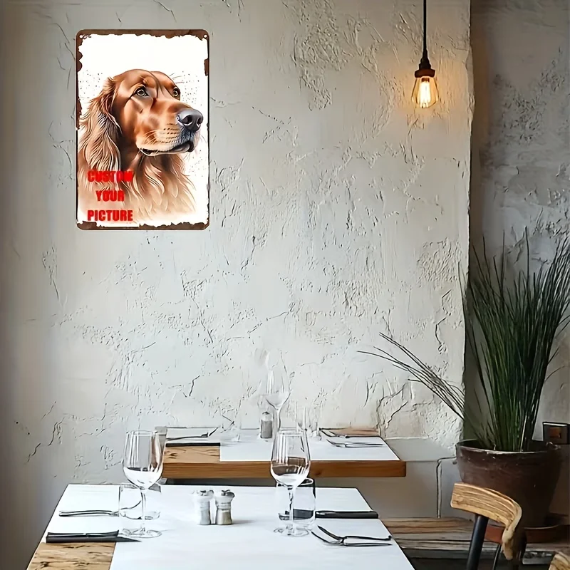 Custom Pet Photo Metal Tin Sign 20x30cm - Personalized Vintage Wall Art Decor