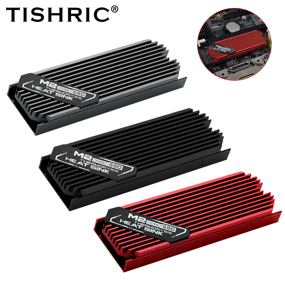 TISHIRC M2 2280 SSD Heatsink Aluminum Alloy RAM Armor M.2 2280 Cooling Heat Sink Heat With Thermal Pads Sticker Cooler Vest