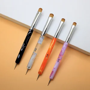 Kolinsky French brush for nail art, double end, dot pen, acrylic design, rhinestones, gel painting, manicure tool for beginners 12 Main sales brush Kolinsky - №11