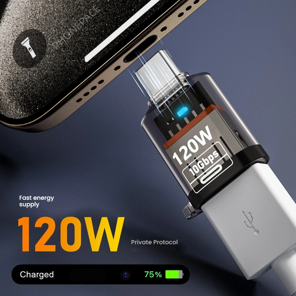 Type C Adapte USB 3.2  OTG Fast Charging 120W 10GB High Speed Data Audio Transfer For PC Tablet