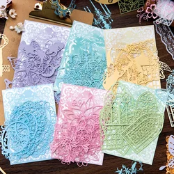 10pcs Retro Butterfly Flower Hollow Lace Material Paper Junk Journal Planner Scrapbooking Frame Craft Paper Card Making Supplies