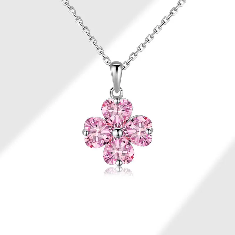 

GL Cross-border Hot-selling S925 Silver Heart Earrings Four-leaf Clover Zircon Inlaid High-end Feel Heart-shaped Collar Chain