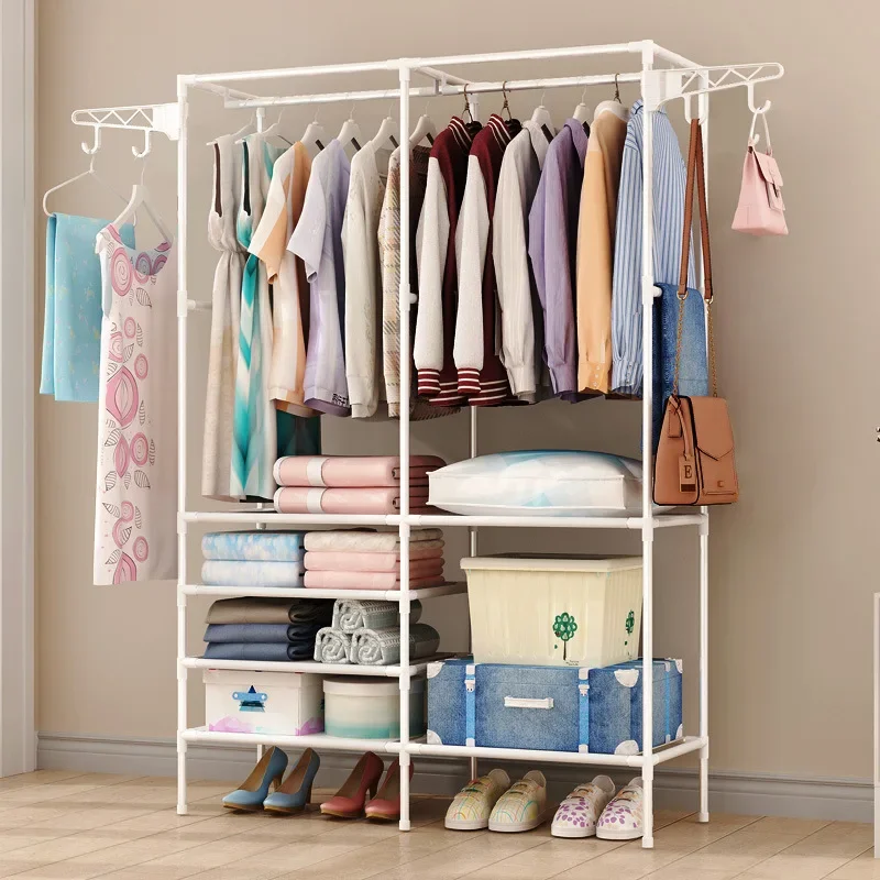 Multifunctional Clothes Rack, Floor Mounted Double Row