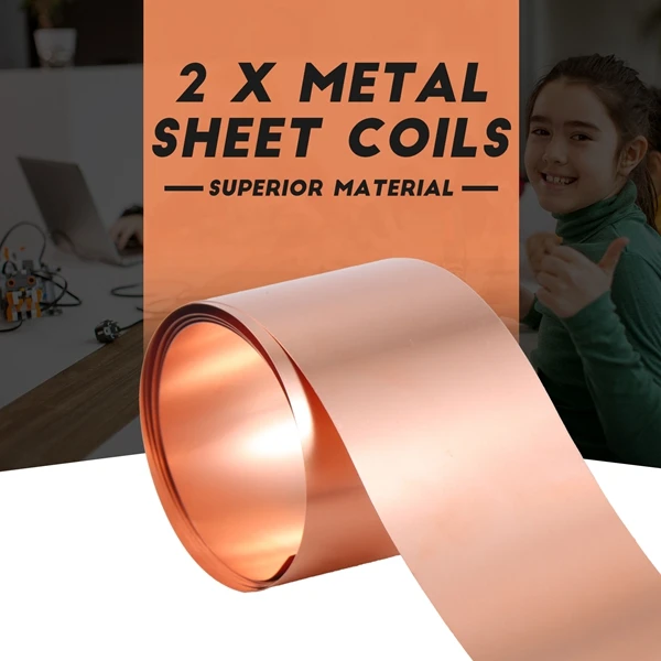 لفة صفائح نحاسية، لوحة رقائق معدنية 1000 مم × 50 مم × 0.1 مم 2 قطعة-A73M #4