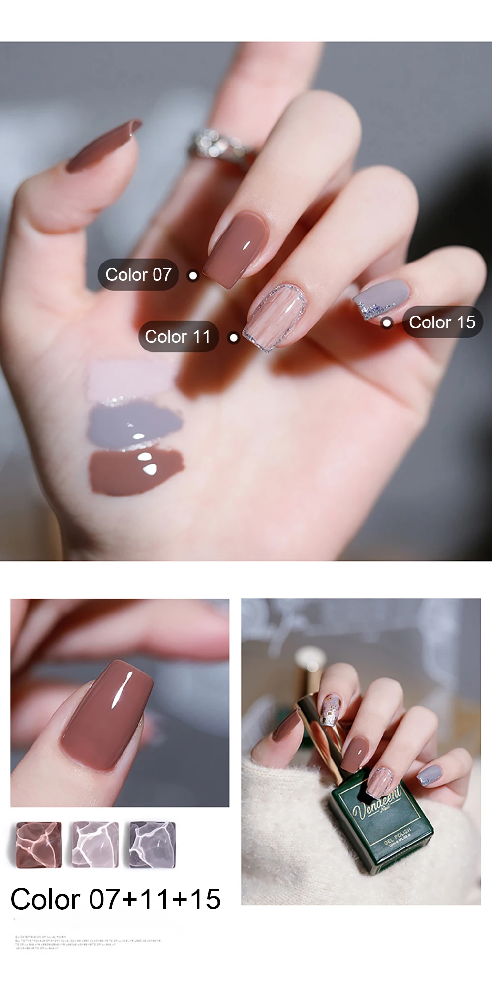 Vendeeni 18 Farben Blau-Grau Gel-Nagellack Semi-Permanent UV LED Soak-Off Gel-Lack Reine Kühle Farben Gel-Lack für Nagelkunst – Detail 7