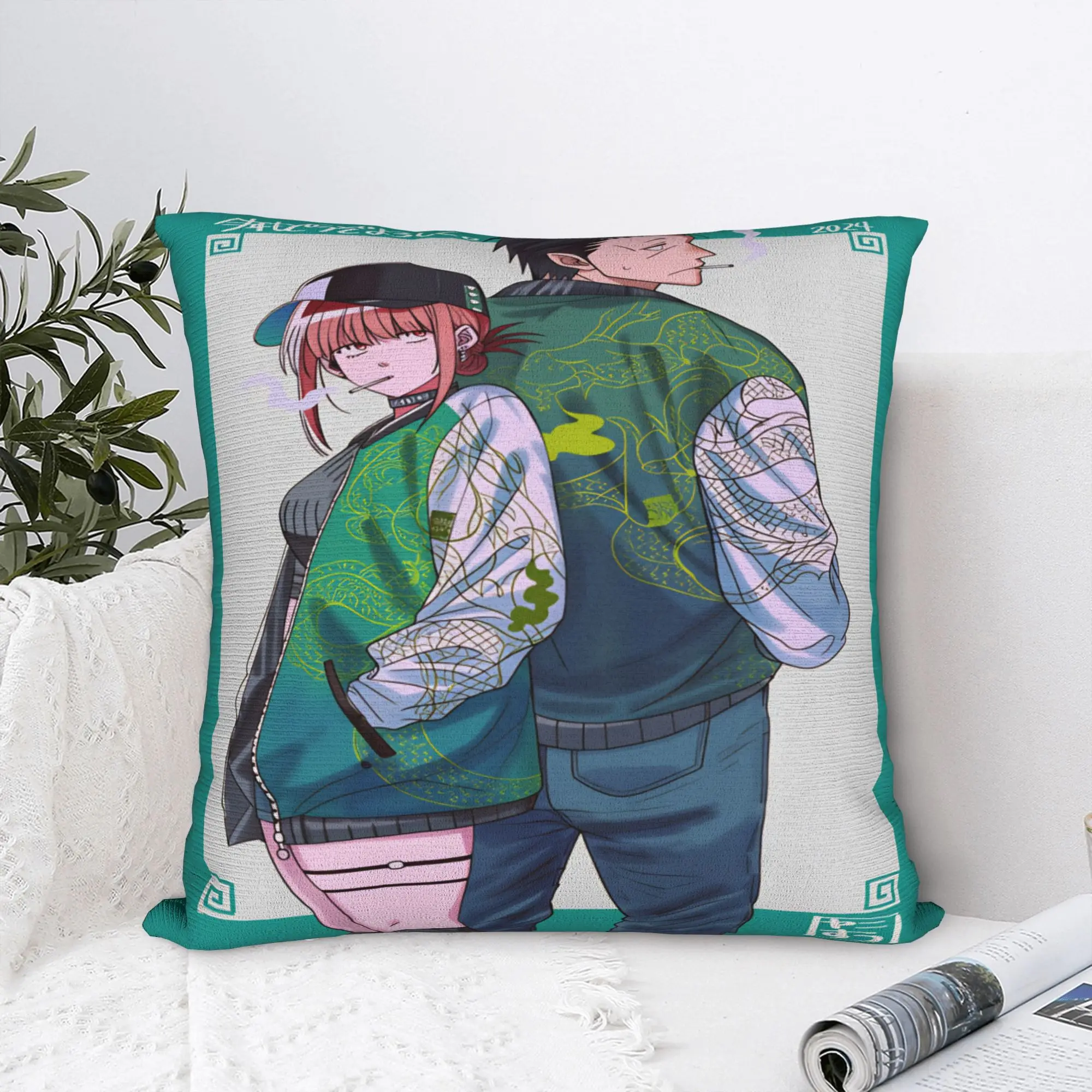 Smoking Behind Supermarket Yamada  Pillow Case  Square Pillow Cover Retro Trendy Pillowcases For Sofa Car Home Decor