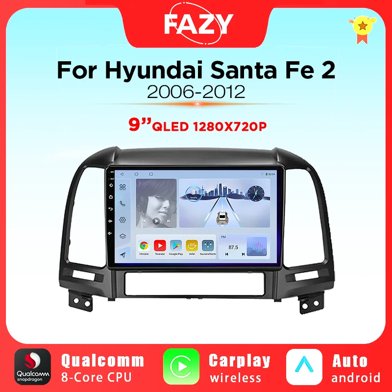 

Android 12 Car Radio Multimedia For Hyundai Santa Fe 2 2006-2012 Carplay Stereo GPS Navigation DSP 4G WIFI DVD Head Unit 2din