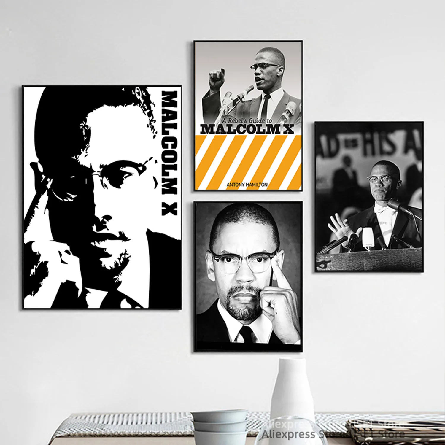 Malcom X Iconic ,Political activist Canvas Posters and Prints Canvases Painting Home Decoration