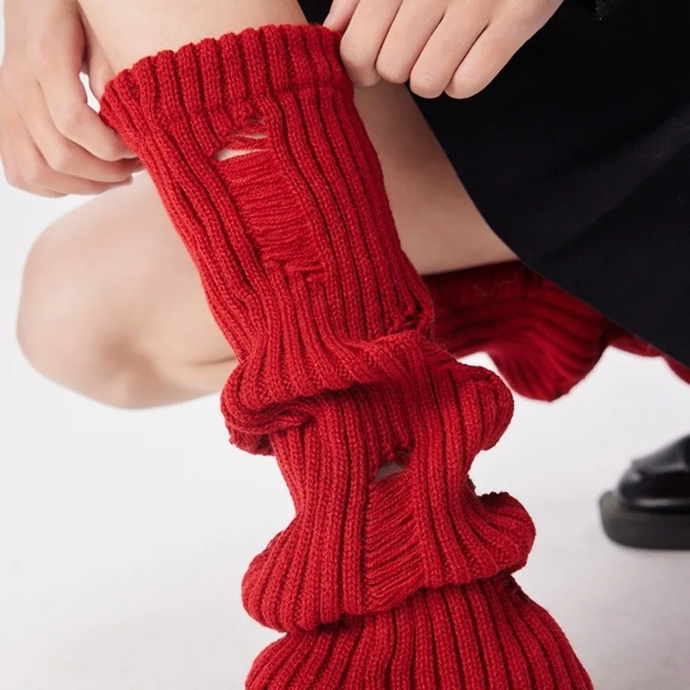 

Вязаные красные гетры на Новый год, носки с символикой знаков зодиака, чехлы для сапог в стиле Лолита, мягкие длинные носки-гетры на удачу к Китайскому Новому году