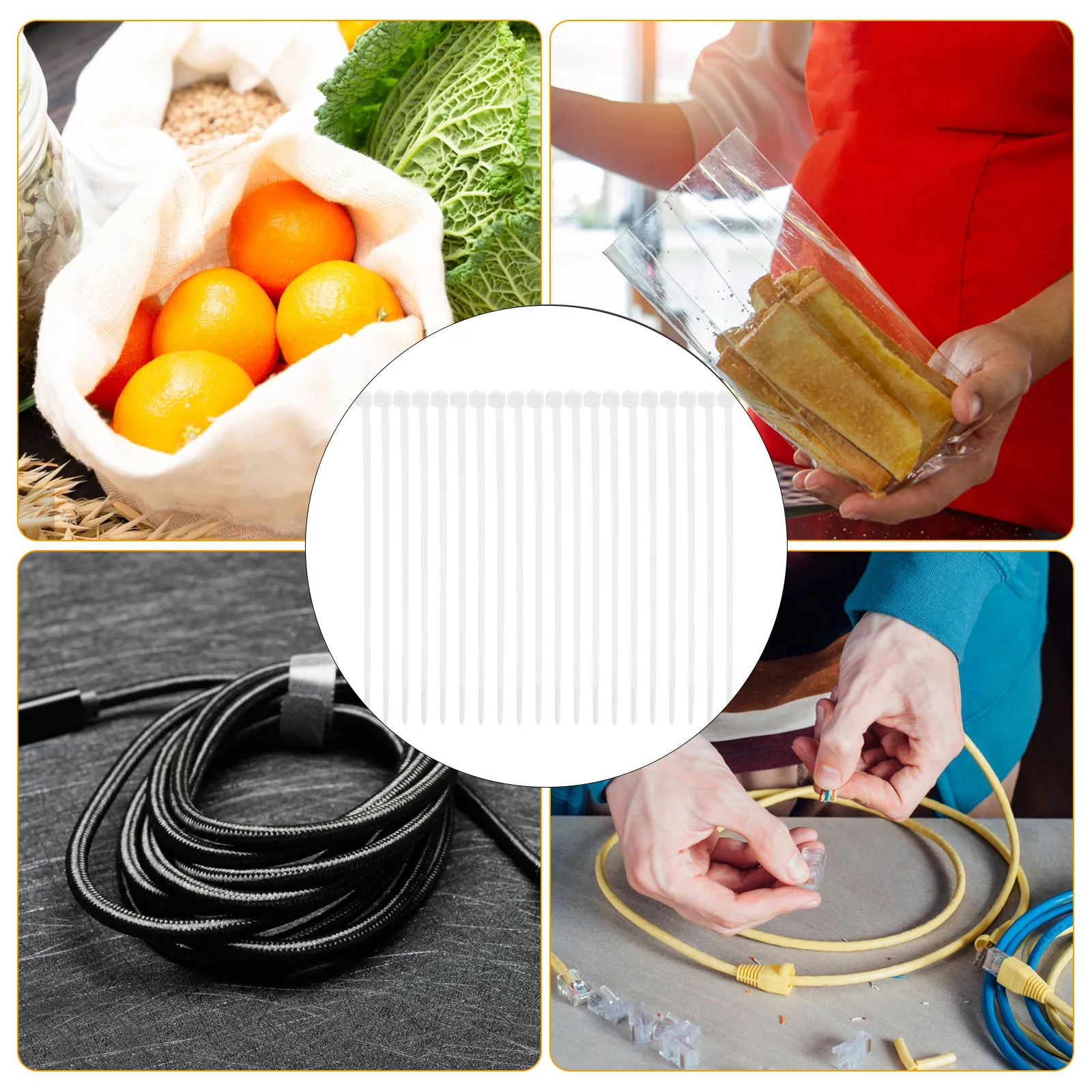 300Pcs Professional Cable Ties 8 Inch Self-Locking Wire Management Straps for Home Office Garden Workshop Pa66 Reusable Cord