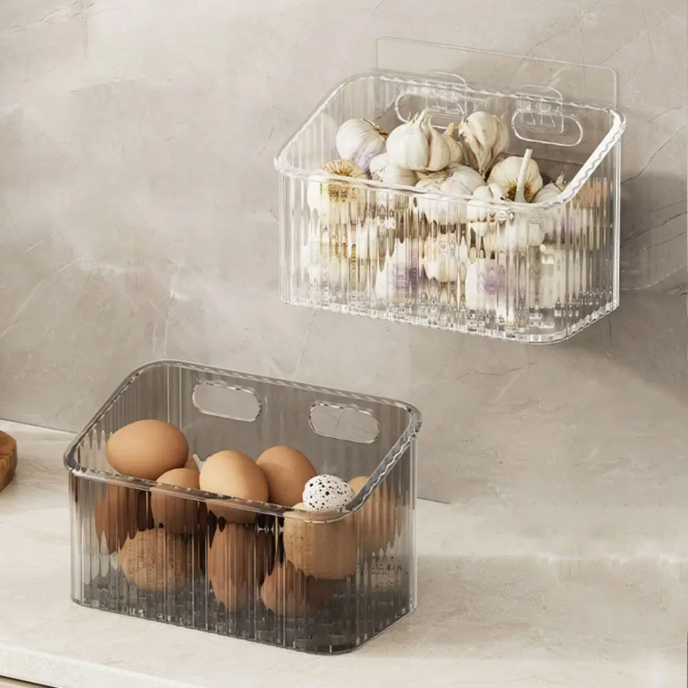 1 Pc No-drill Wall-mounted Onion Storage Basket Kitchen Storage Rack Wall-Hanging Small Storage Box for Home Kitchen