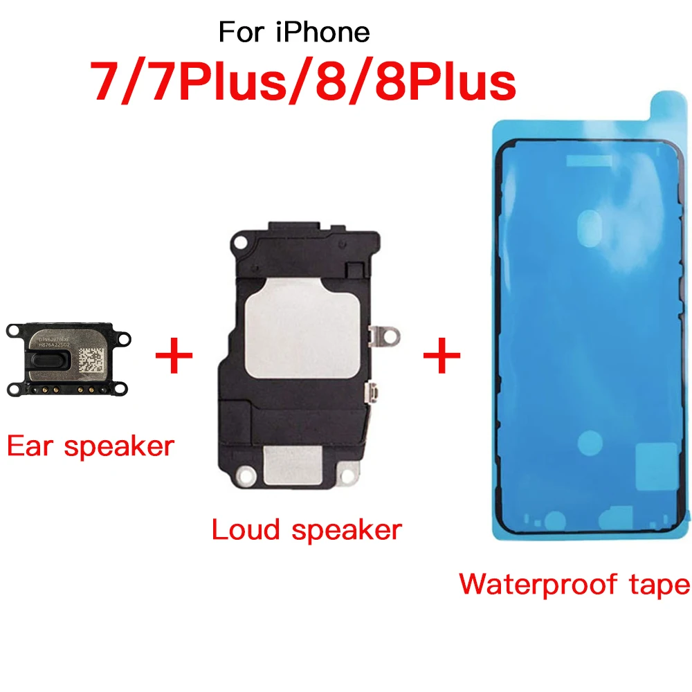 Top Ear Speaker + Bottom Loud Speaker + Waterproof Adhesive Replacement Part for iPhone 7 8 Plus